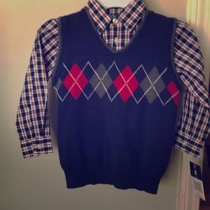 Izod button up with pullover vest